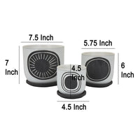 Meon 3pc Garden Planter Set, Textured White and Black Ceramic Design -BM330976