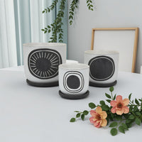 Meon 3pc Garden Planter Set, Textured White and Black Ceramic Design -BM330976