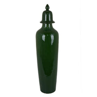 Jesi Accent Temple Jar with Lid, Decorative Green Ceramic, 29 Inch -BM330982