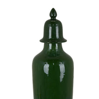 Jesi Accent Temple Jar with Lid, Decorative Green Ceramic, 29 Inch -BM330982