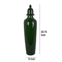 Jesi Accent Temple Jar with Lid, Decorative Green Ceramic, 29 Inch -BM330982