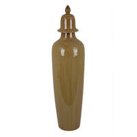 Jesi Accent Temple Jar with Lid, Decorative Brown Ceramic, 29 Inch -BM330983