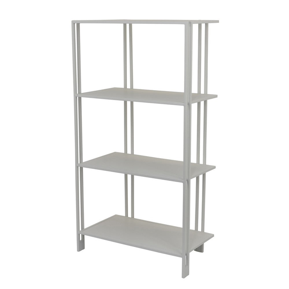Plant Display Stand, White Metal, 4 Shelves, Modern Style, 38 Inch -BM330990