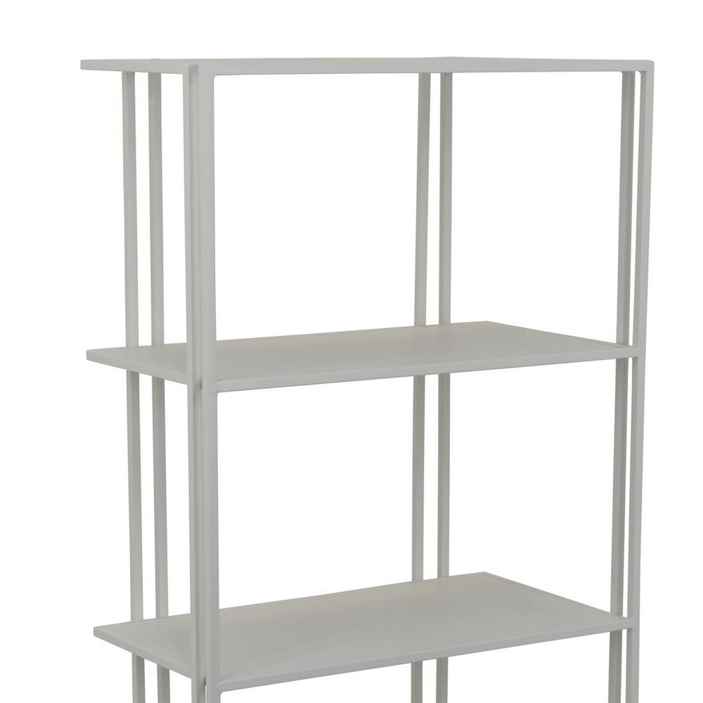 Plant Display Stand, White Metal, 4 Shelves, Modern Style, 38 Inch -BM330990