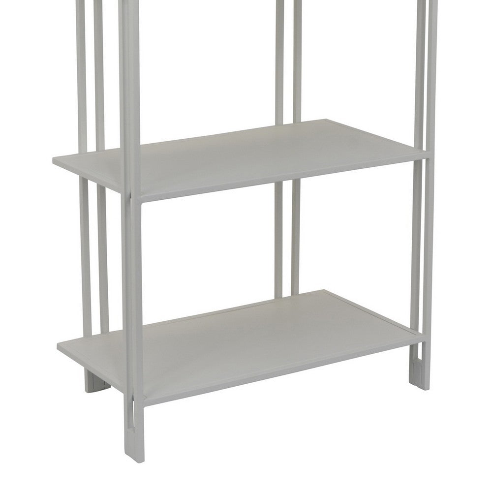 Plant Display Stand, White Metal, 4 Shelves, Modern Style, 38 Inch -BM330990