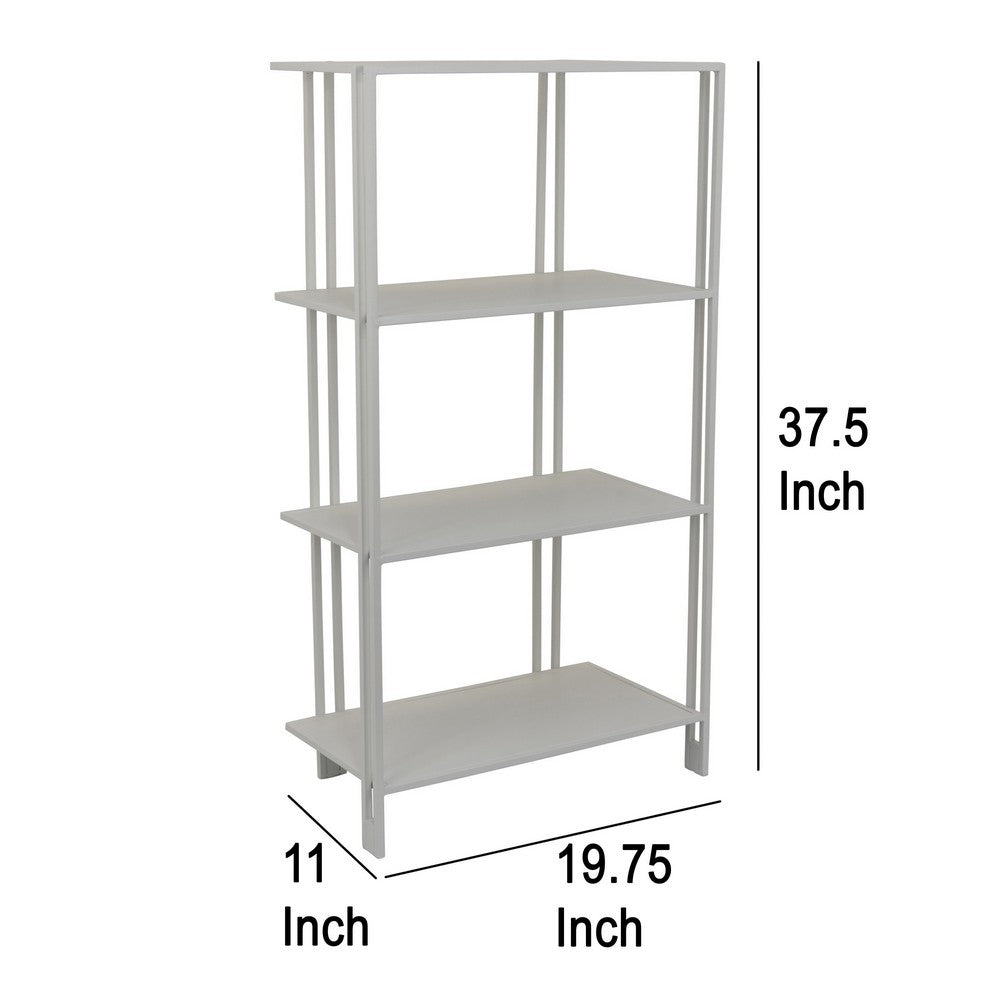 Plant Display Stand, White Metal, 4 Shelves, Modern Style, 38 Inch -BM330990