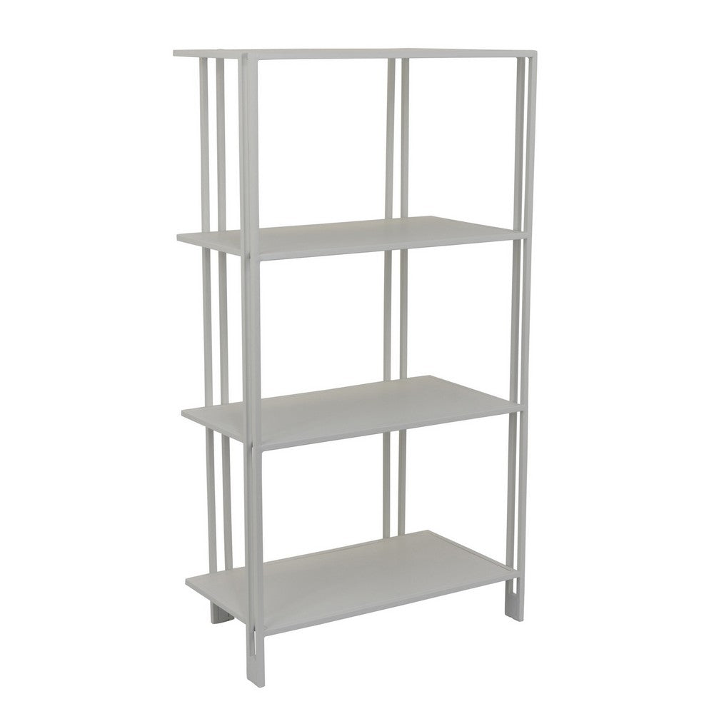 Plant Display Stand, White Metal, 4 Shelves, Modern Style, 38 Inch -BM330990