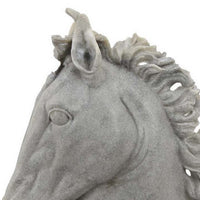 Decorative Horse Head Figurine, Gray Resin, Modern Style, 25 Inch -BM330994