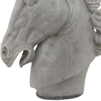 Decorative Horse Head Figurine, Gray Resin, Modern Style, 25 Inch -BM330994
