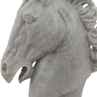Decorative Horse Head Figurine, Gray Resin, Modern Style, 25 Inch -BM330994