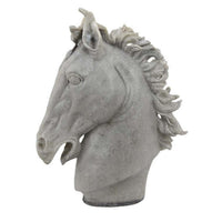 Decorative Horse Head Figurine, Gray Resin, Modern Style, 25 Inch -BM330994