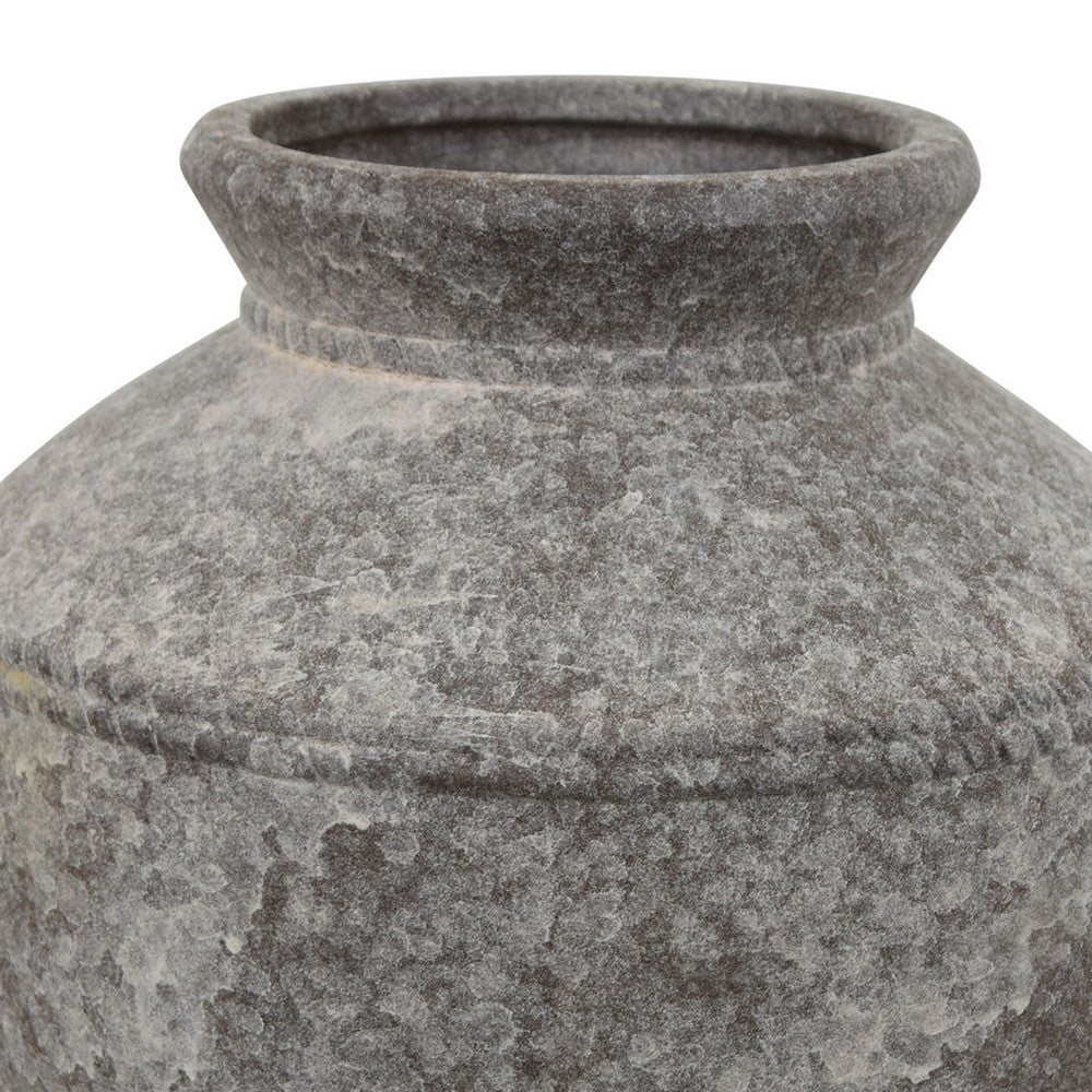 Accent Vase, Antique Brown Gray Ceramic, Modern Pot Shape, 16 Inch -BM330997