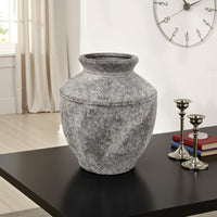 Accent Vase, Antique Brown Gray Ceramic, Modern Pot Shape, 16 Inch -BM330997