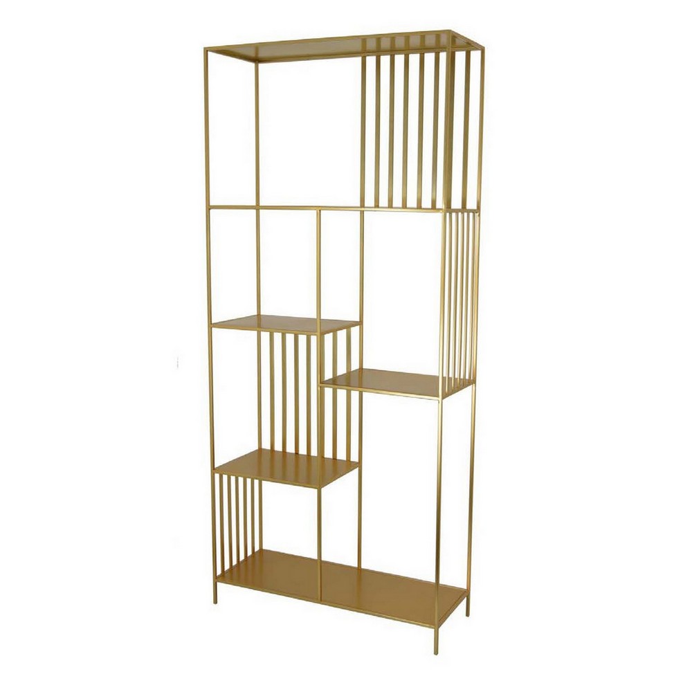 Tandum Plant Display Stand, Gold Metal 6 Shelves, Modern 71 Inch -BM330998