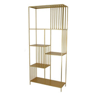 Tandum Plant Display Stand, Gold Metal 6 Shelves, Modern 71 Inch -BM330998