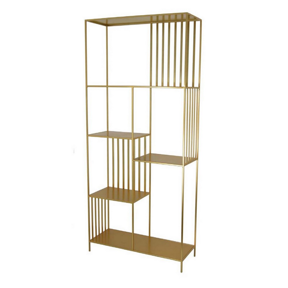 Tandum Plant Display Stand, Gold Metal 6 Shelves, Modern 71 Inch -BM330998