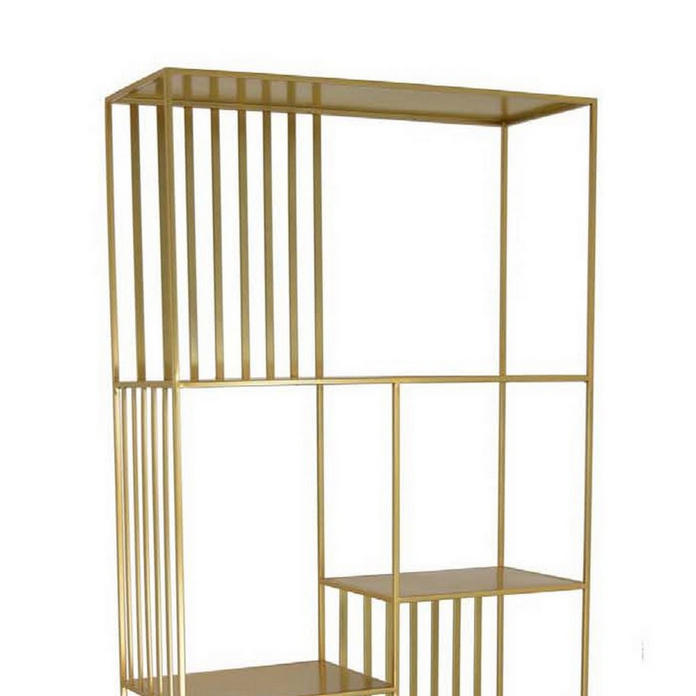 Tandum Plant Display Stand, Gold Metal 6 Shelves, Modern 71 Inch -BM330998