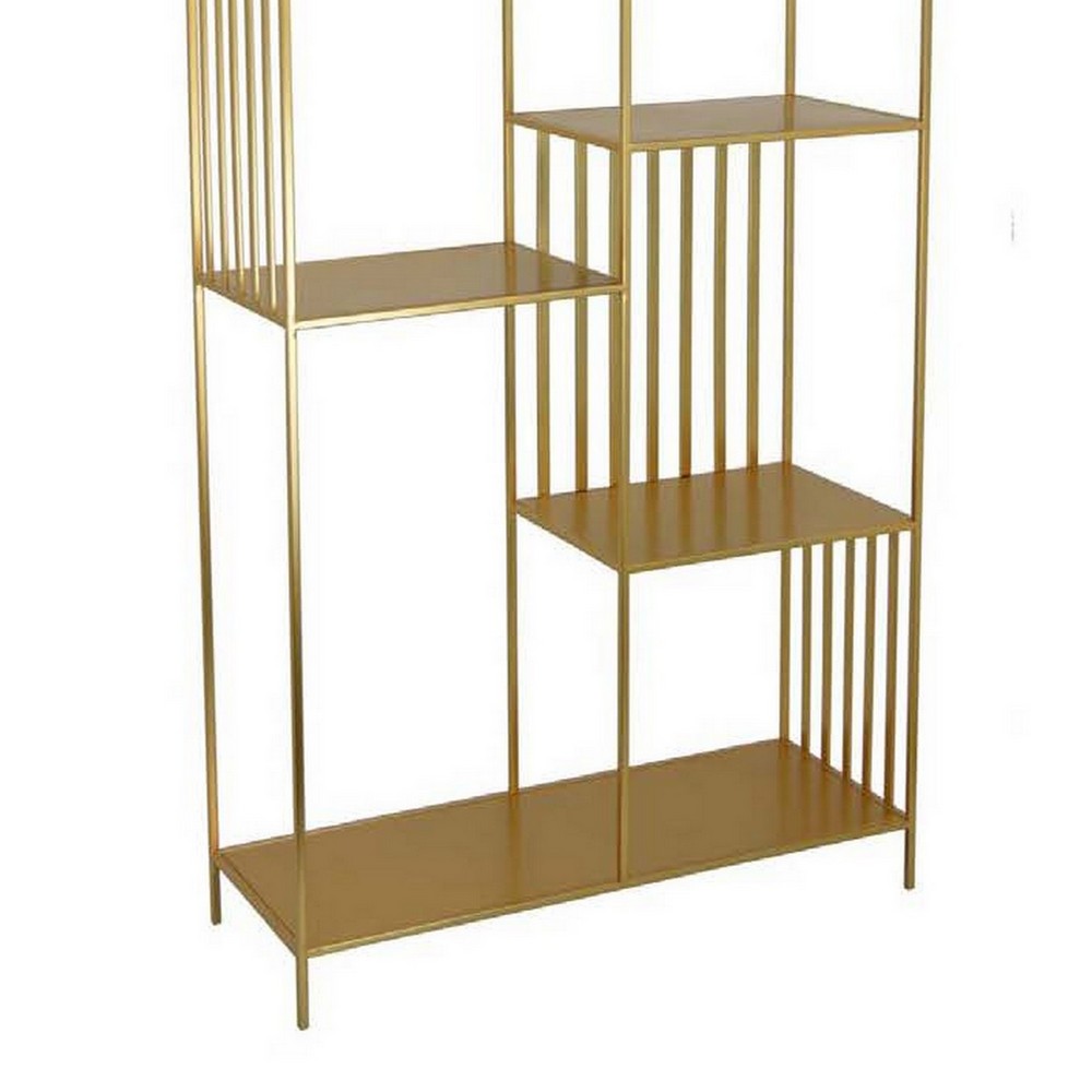 Tandum Plant Display Stand, Gold Metal 6 Shelves, Modern 71 Inch -BM330998