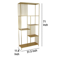 Tandum Plant Display Stand, Gold Metal 6 Shelves, Modern 71 Inch -BM330998