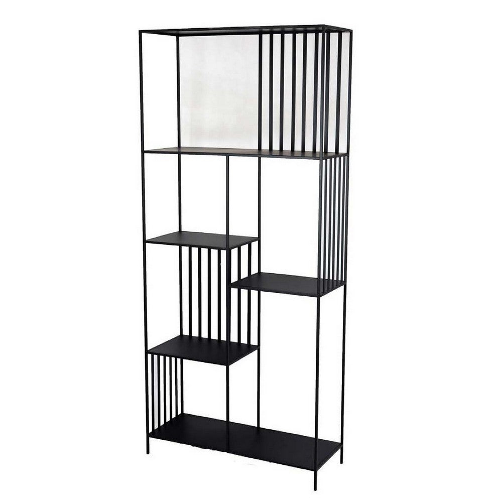 Tandum Plant Display Stand, Black Metal 6 Shelves, Modern 71 Inch -BM330999