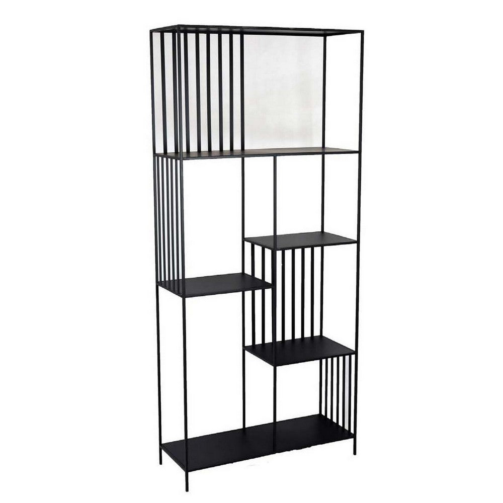 Tandum Plant Display Stand, Black Metal 6 Shelves, Modern 71 Inch -BM330999