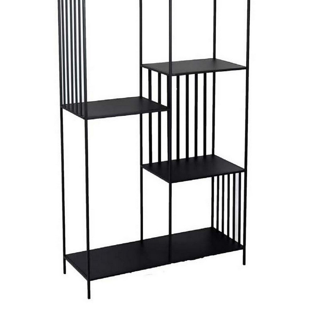 Tandum Plant Display Stand, Black Metal 6 Shelves, Modern 71 Inch -BM330999