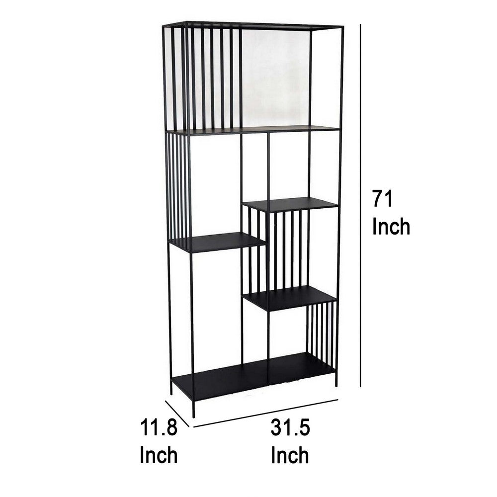 Tandum Plant Display Stand, Black Metal 6 Shelves, Modern 71 Inch -BM330999