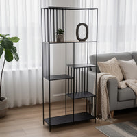 Tandum Plant Display Stand, Black Metal 6 Shelves, Modern 71 Inch -BM330999