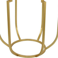 Jax Plant Stand Table, White Marble, Gold Metal Open Frame, 22 Inch -BM331003