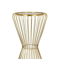 Kane Plant Stand Table, Mirrored, Hourglass Gold Metal Frame, 30 Inch -BM331007