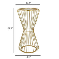 Kane Plant Stand Table, Mirrored, Hourglass Gold Metal Frame, 30 Inch -BM331007