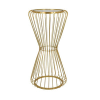 Kane Plant Stand Table, Mirrored, Hourglass Gold Metal Frame, 30 Inch -BM331007