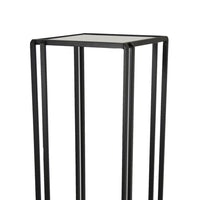 Buckley Plant Stand Table, Black Metal, Square Mirrored Top, 34 Inch -BM331011