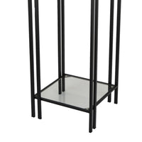 Buckley Plant Stand Table, Black Metal, Square Mirrored Top, 34 Inch -BM331011