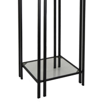Buckley Plant Stand Table, Black Metal, Square Mirrored Top, 28 Inch -BM331012