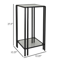 Buckley Plant Stand Table, Black Metal, Square Mirrored Top, 28 Inch -BM331012