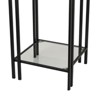 Buckley Plant Stand Table, Black Metal, Square Mirrored Top, 22 Inch -BM331013