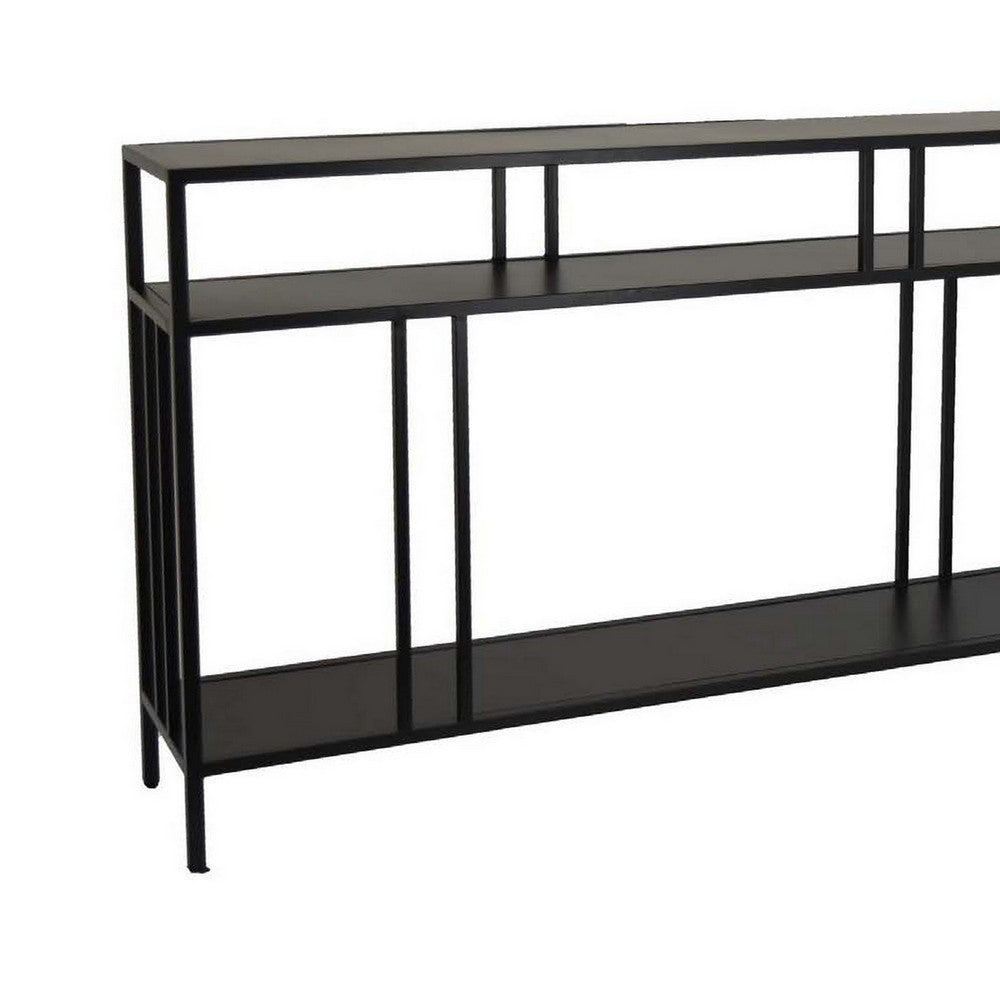 Plant Display Stand, 3 Tier Black Metal, Modern Industrial 48 Inch -BM331016