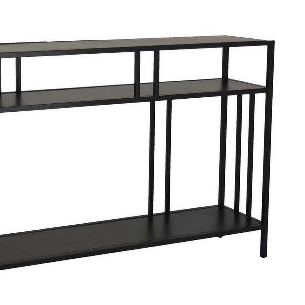 Plant Display Stand, 3 Tier Black Metal, Modern Industrial 48 Inch -BM331016