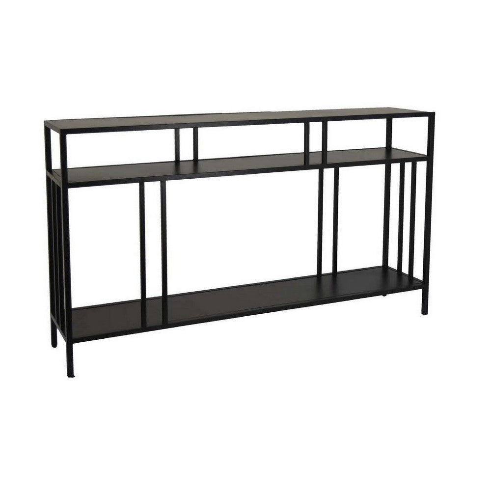 Plant Display Stand, 3 Tier Black Metal, Modern Industrial 48 Inch -BM331016