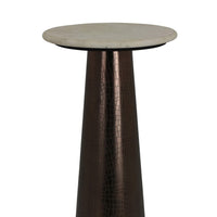 Plant Stand Accent Table, Bronze Metal, Round Gray Marble Top, 26 Inch -BM331018