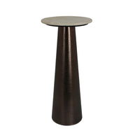 Plant Stand Accent Table, Bronze Metal, Round Gray Marble Top, 26 Inch -BM331018