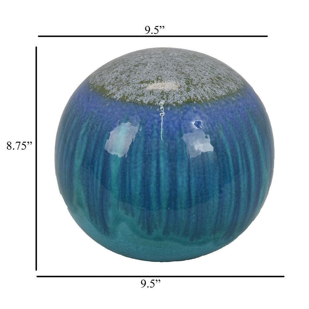 Mary Tabletop Accent Decor, Modern Round Orb, 10 Inch Blue Ceramic -BM331028