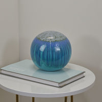 Mary Tabletop Accent Decor, Modern Round Orb, 10 Inch Blue Ceramic -BM331028