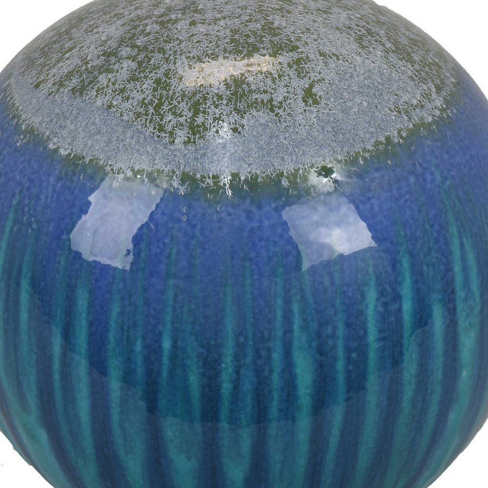 Mary Tabletop Accent Decor, Modern Round Orb, 12 Inch Blue Ceramic -BM331029