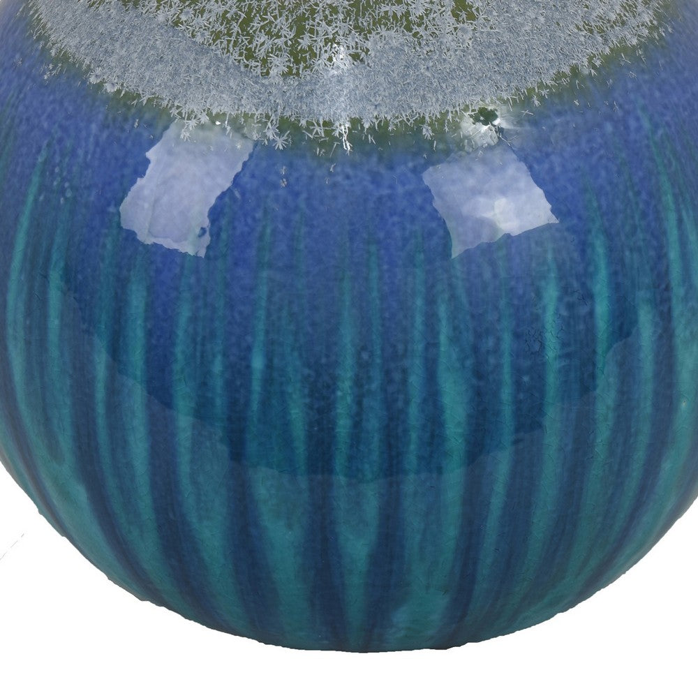 Mary Tabletop Accent Decor, Modern Round Orb, 12 Inch Blue Ceramic -BM331029