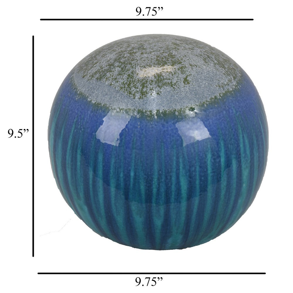 Mary Tabletop Accent Decor, Modern Round Orb, 12 Inch Blue Ceramic -BM331029