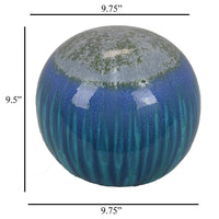 Mary Tabletop Accent Decor, Modern Round Orb, 12 Inch Blue Ceramic -BM331029