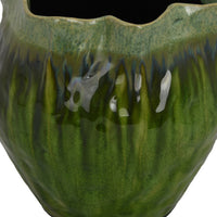 Balie Accent Vase, Green Ceramic Irregular Top Edge, Modern 10 Inch -BM331030