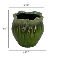 Balie Accent Vase, Green Ceramic Irregular Top Edge, Modern 10 Inch -BM331030
